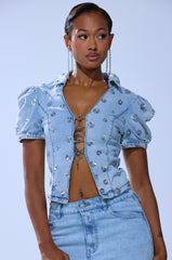 HALEY EMBELLISHED SEQUIN BLOUSE