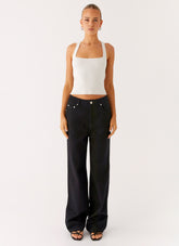 Back Again Straight Leg Denim Jeans - Black