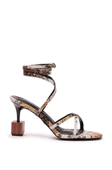 AZALEA WANG CLAREN BROWN MULTI WOODEN HEEL SANDAL