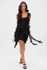 COVER GIRL MINI DRESS WITH FLORAL APPLIQUES