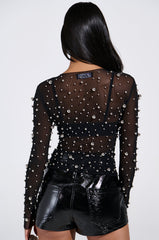 KYLIE METAL ORB LONG SLEEVE TOP