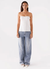 Rennie Linen Bustier Top - White