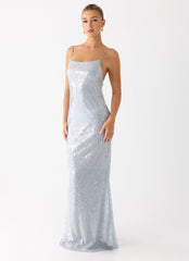 Solo Sequin Maxi Dress - Misty Blue