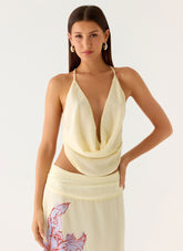 Sweet Charm Cowl Neck Top - Ivory