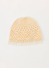 Tangy Twist Crochet Hat - Cream
