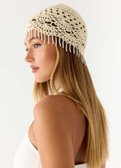 Tangy Twist Crochet Hat - Cream