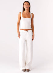 Texas Low Rise Denim Jeans - White