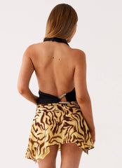 Tiassa Asymmetrical Mini Skirt - Laguna Print