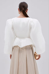 MIMI V-NECK BLOUSE IN WHITE