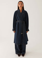 Yosemite Oversized Trench Coat - Blue