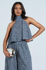 MULTI TEXTURED SLEEVELESS PEPLUM TOP