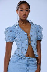 HALEY EMBELLISHED SEQUIN BLOUSE
