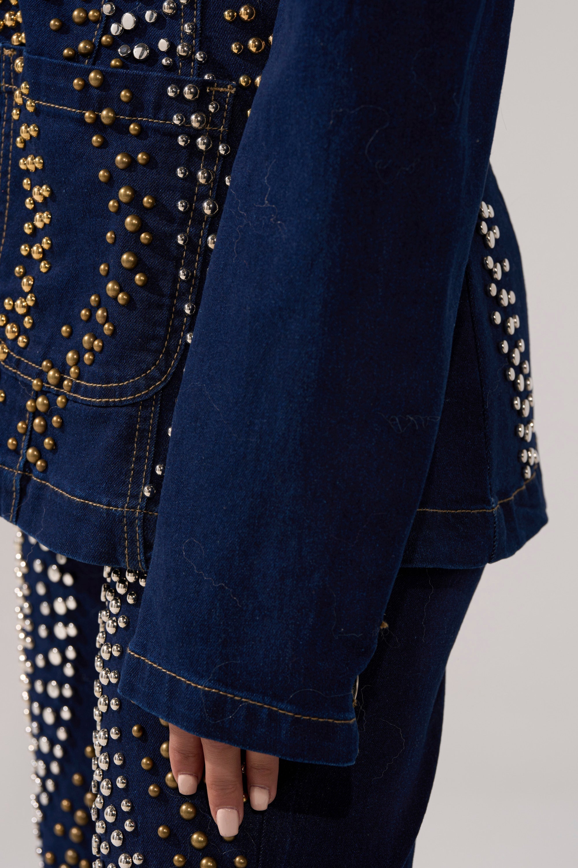 CHEYENNE STUDDED DENIM BLAZER