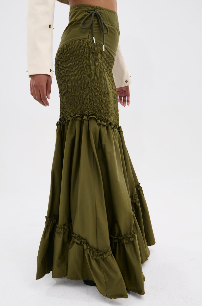 IT ONLY GETS BETTER RUCHED MAXI SKIRT