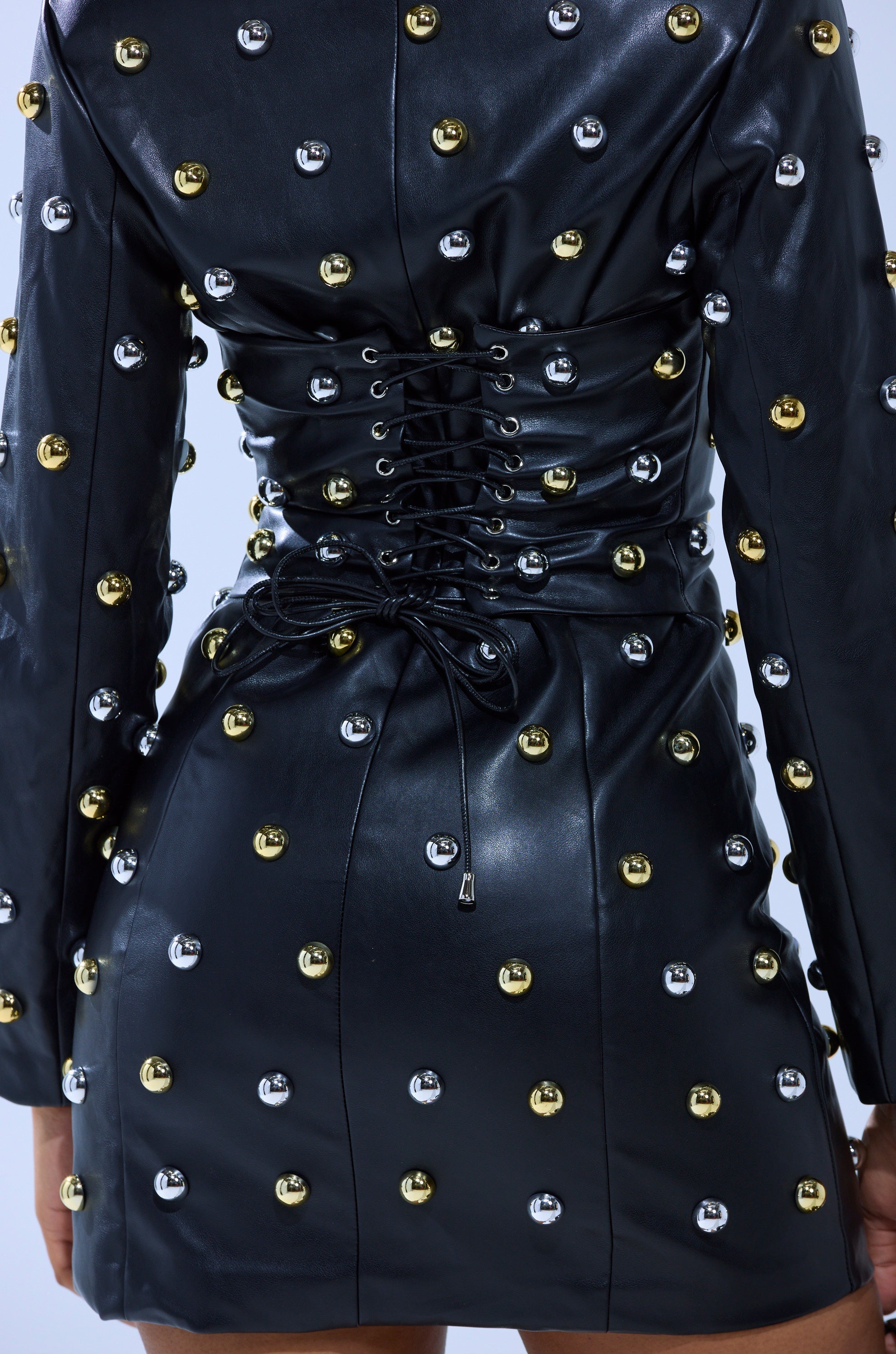 ROCK WITH IT PU BLAZER DRESS WITH HARDWARE