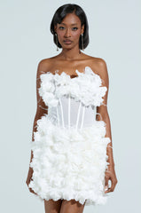 ON BROADWAY FEATHER AND FLOWER MINI DRESS
