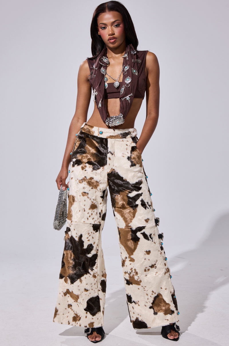 HIGHLAND COW FAUX FUR PANT