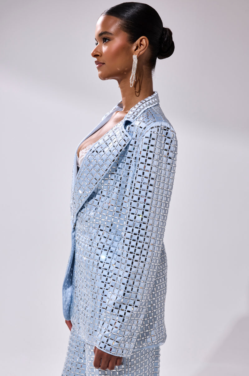 LILA EMBELLISHED SATIN BLAZER