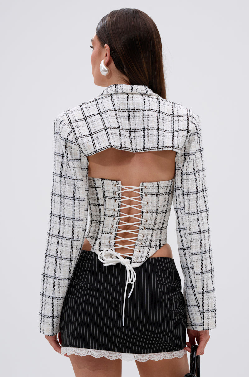HEAVEN SENT CROPPED TWEED BLAZER