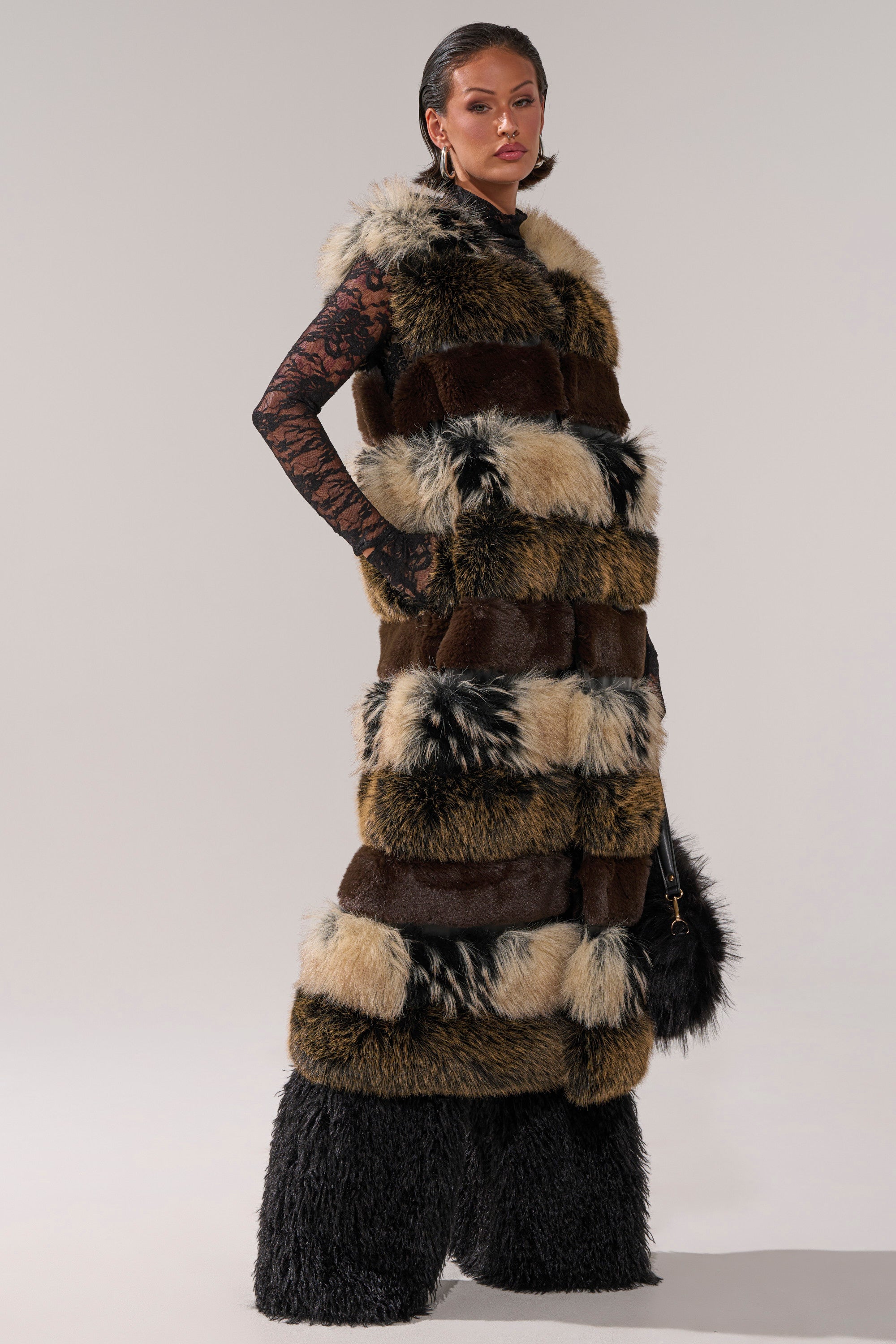 PORTIA PANELED FUR VEST