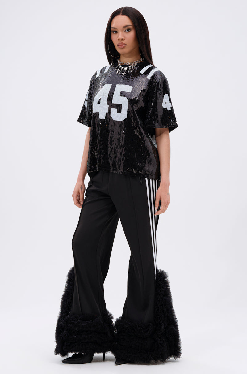 MODERN JAM TRACK PANT WITH TULLE IN BLACK