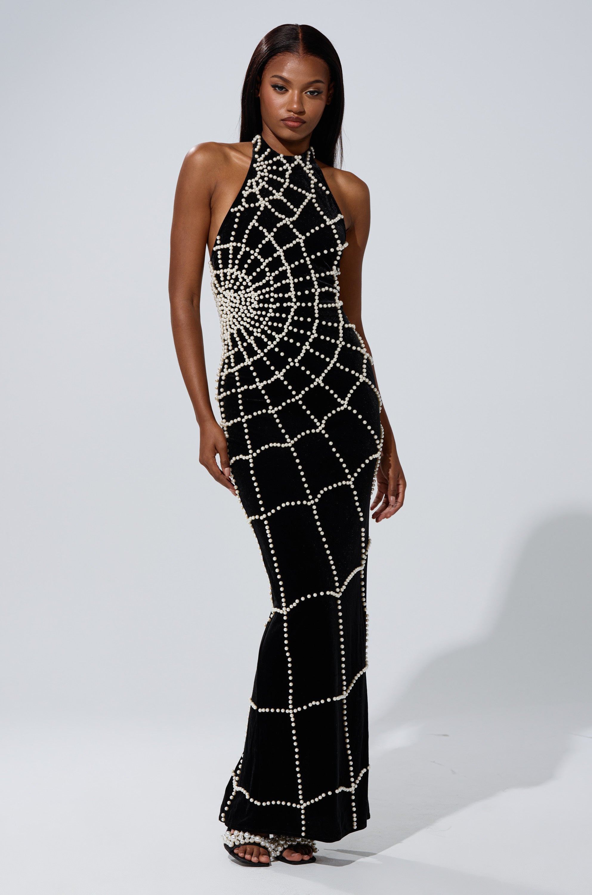 MARYJANE MAXI DRESS WITH PEARLS