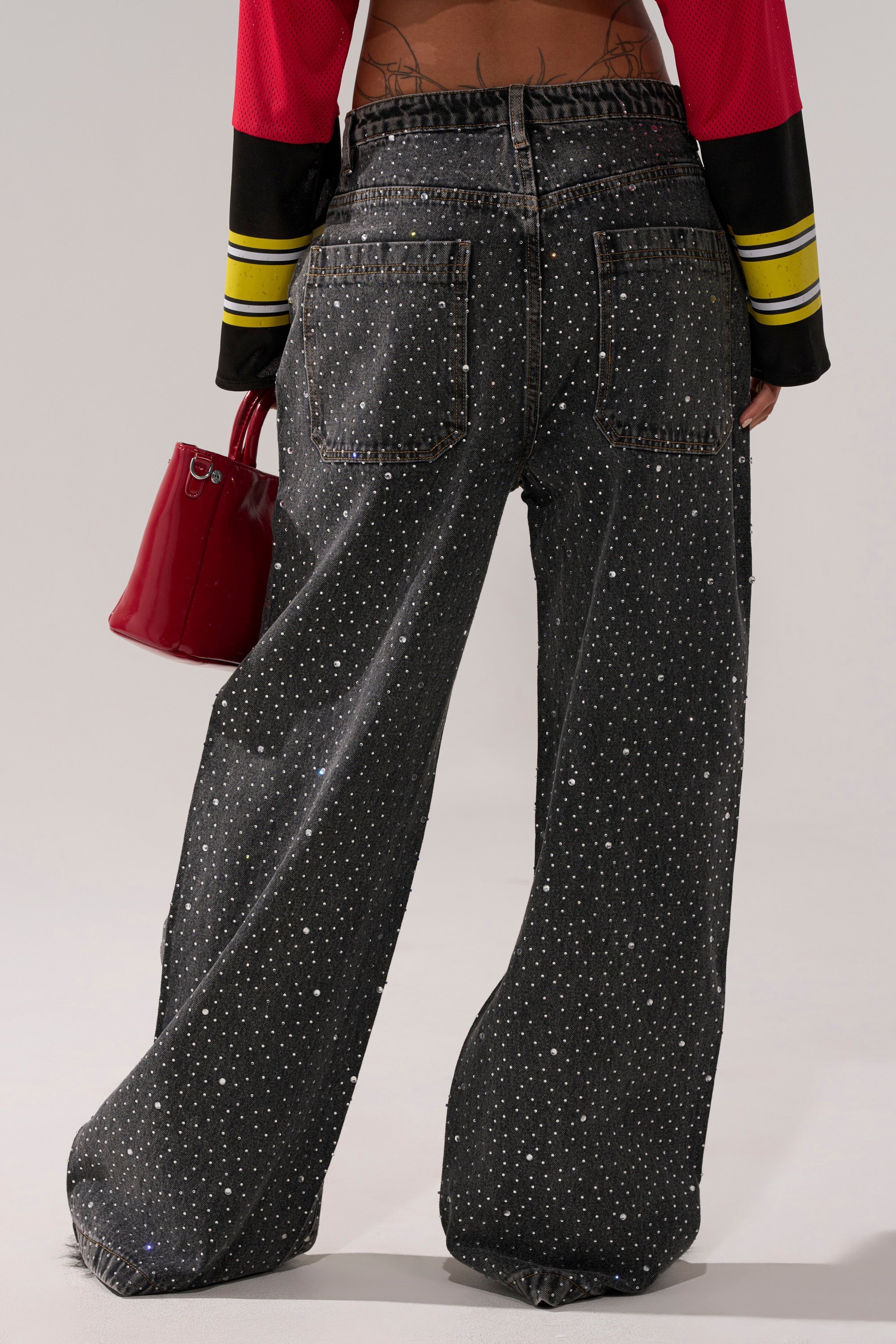 RHINESTONE QUEEN EMBELLISHED DENIM
