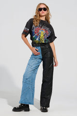 EXTREME STRETCH PATCHWORK WIDE LEG JEANS