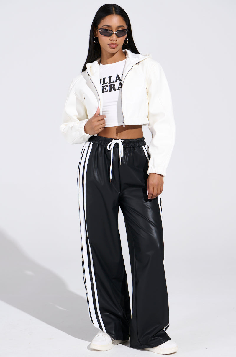BELLERS PU TRACK PANT IN BLACK