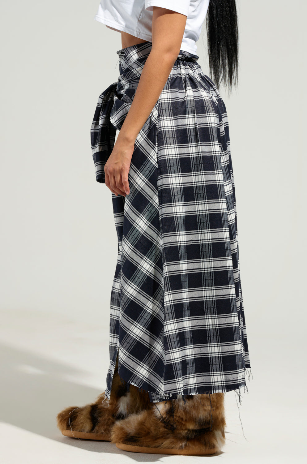 NEED YOU PLAID MAXI SKIRT