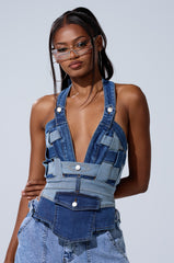 CATCH ME ABSTRACT DENIM CORSET