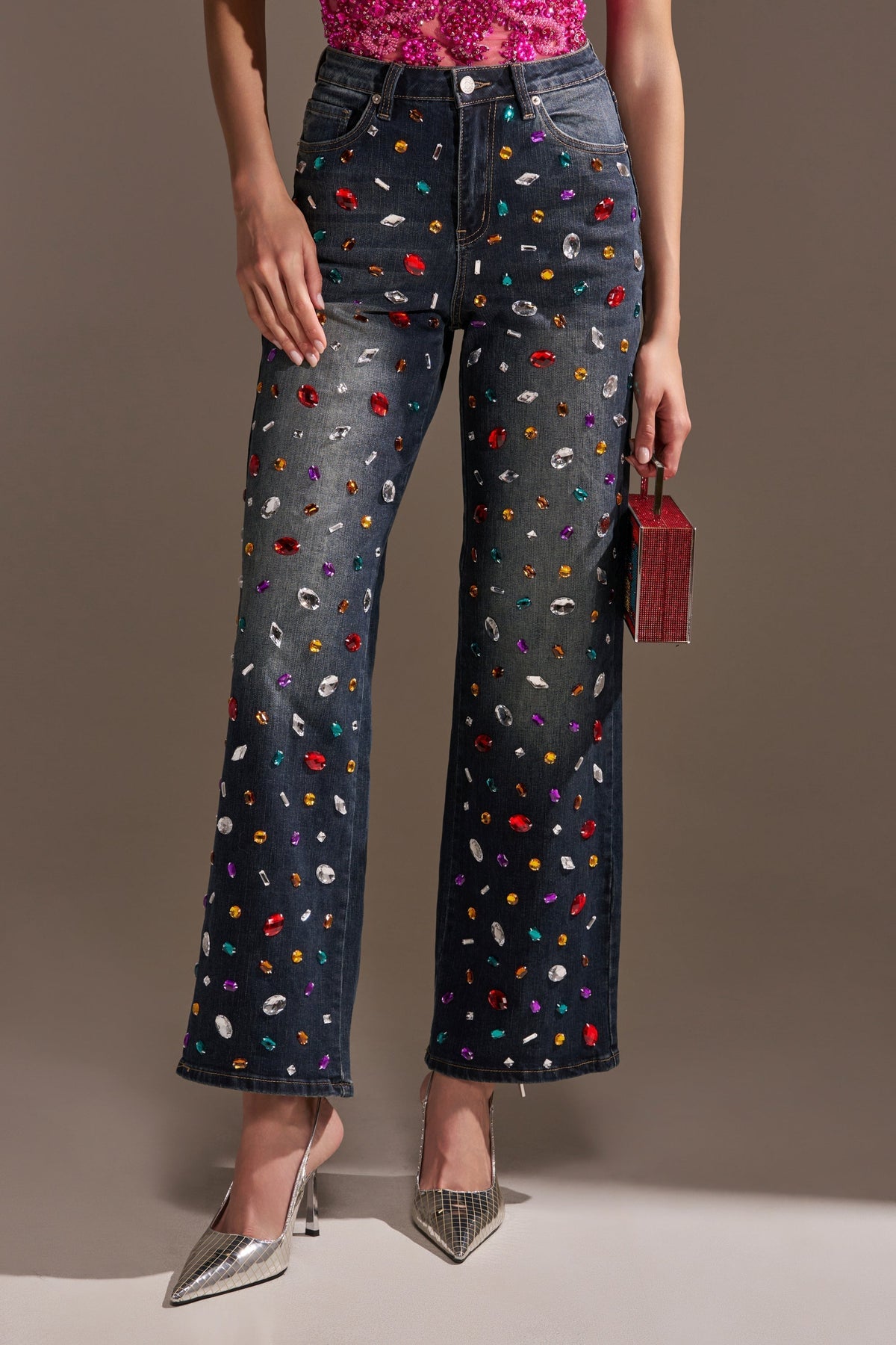 JEWELERS ROW RHINESTONE DENIM JEANS