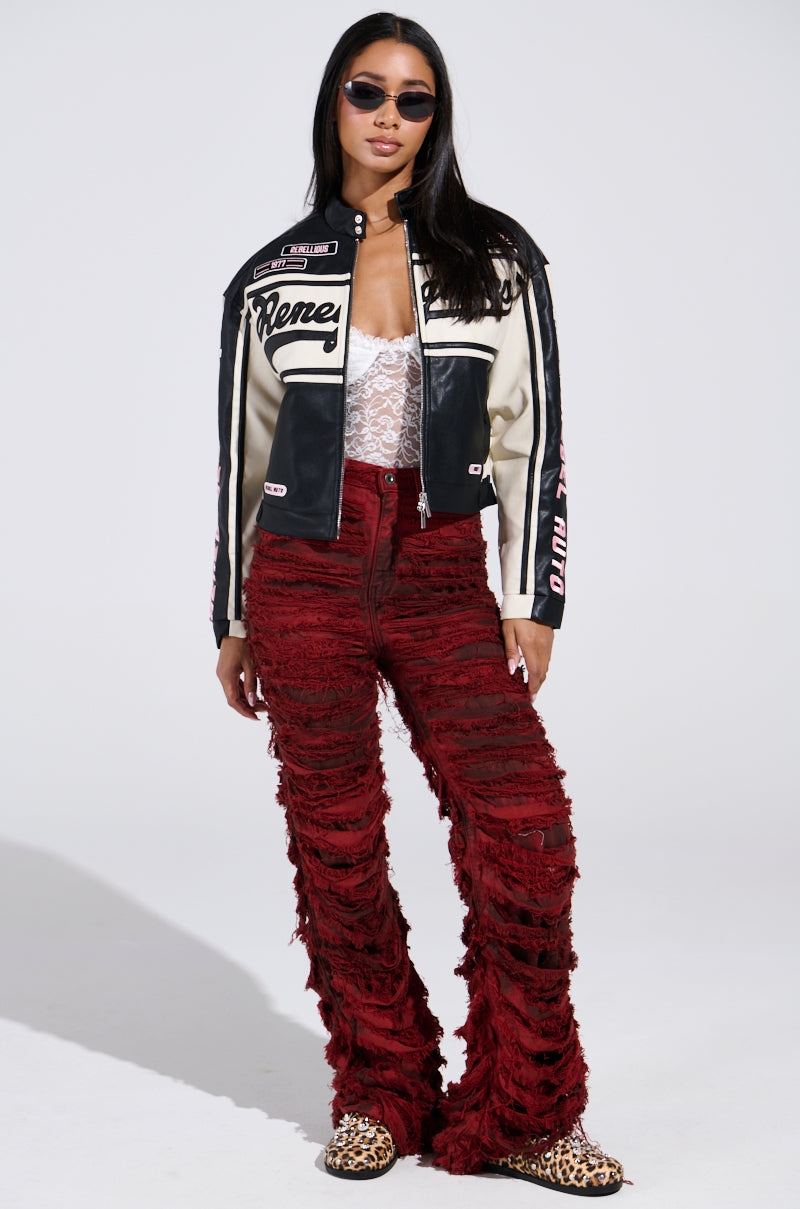 ON FIRE DISTRESSED DENIM PANT
