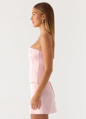 All My Ladies Strapless Corset Top - Petal Pink