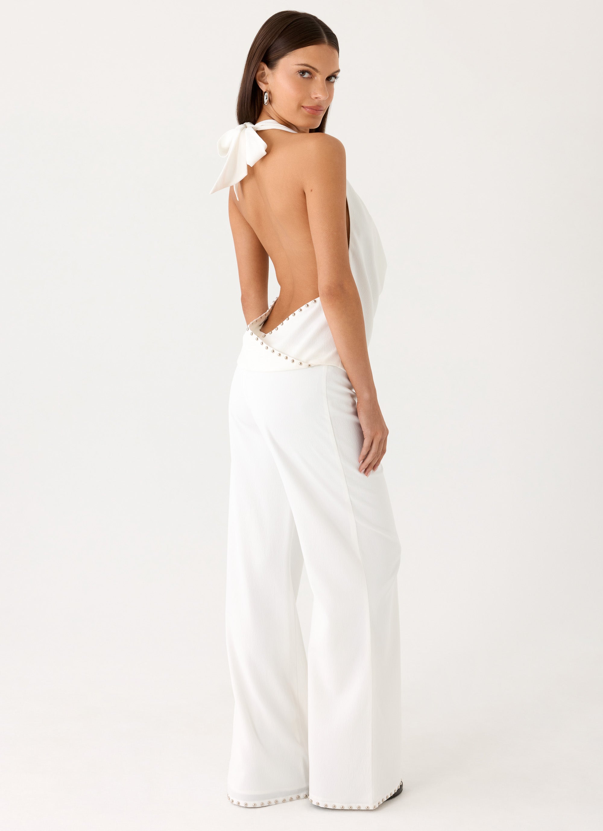 Ashika Studded Pants - White