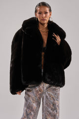 NO LOOKING BACK FAUX FUR IN BLACK