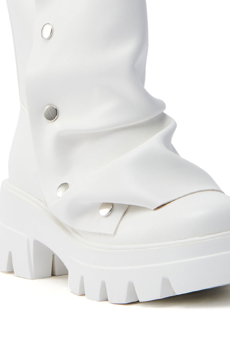 AZALEA WANG BHARTI WHITE SNAP BOOTIE