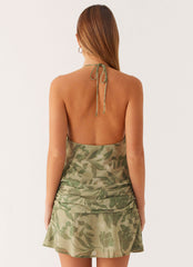 Cyna Cowl Mini Dress - Jade Fern