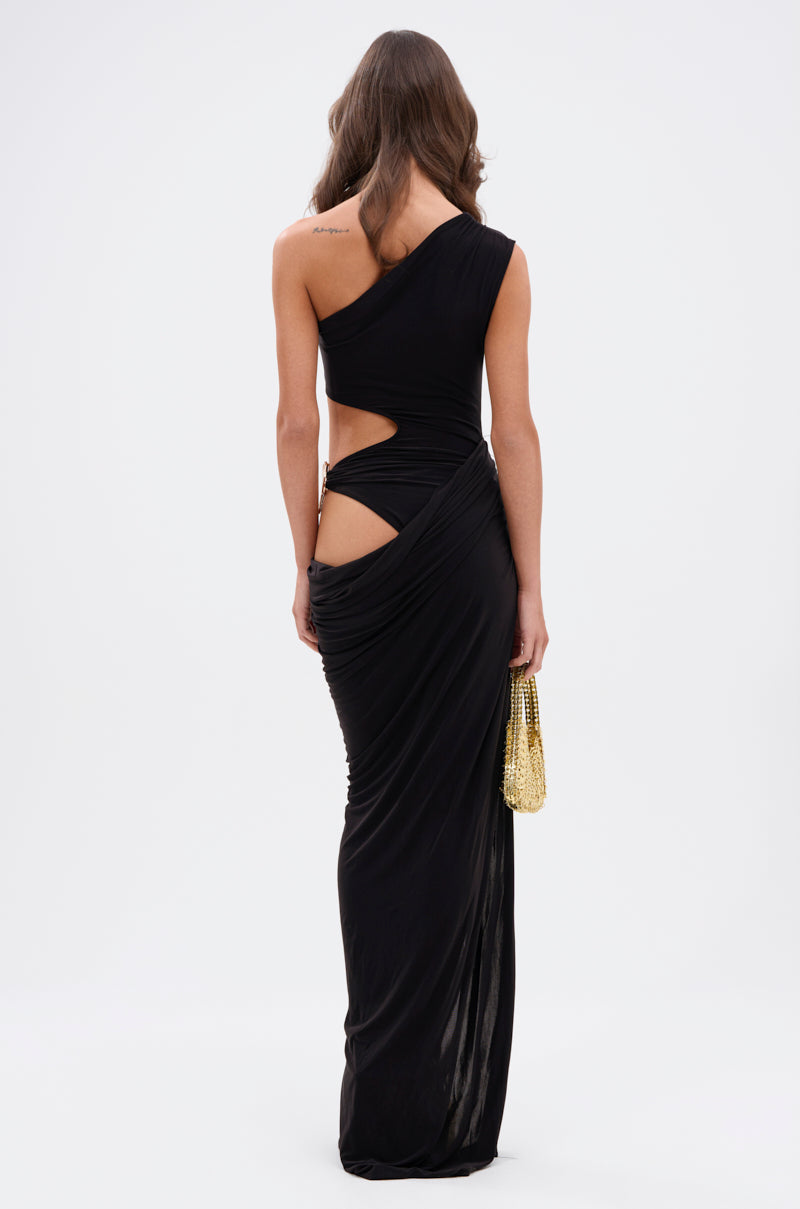 ONLY ME CUT-OUT MIDI DRESS IN BLACK