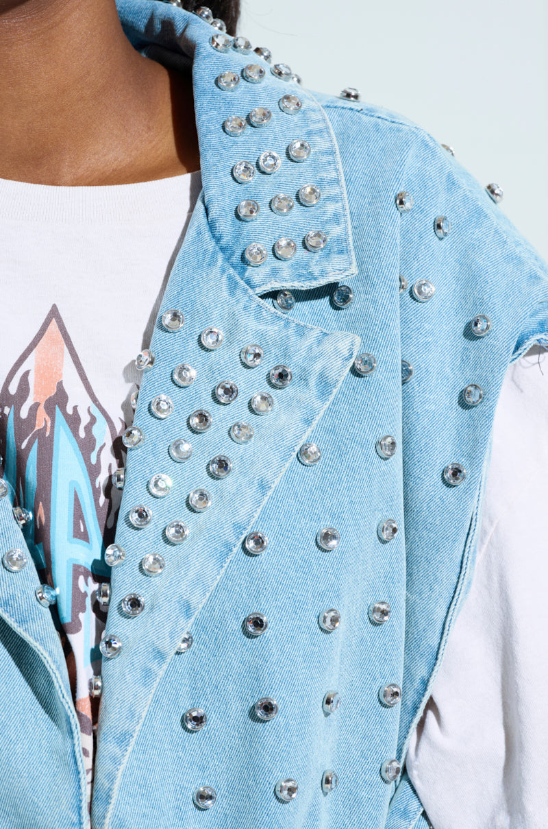 PRESLEY EMBELLISHED DENIM VEST