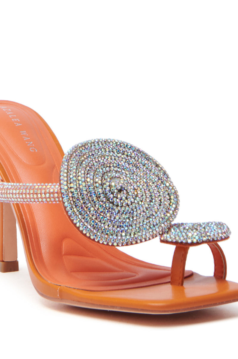 AZALEA WANG DIARA ORANGE EMBELLISHED STILETTO SANDAL