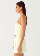 Denby Strapless Mini Dress - Purple Floral
