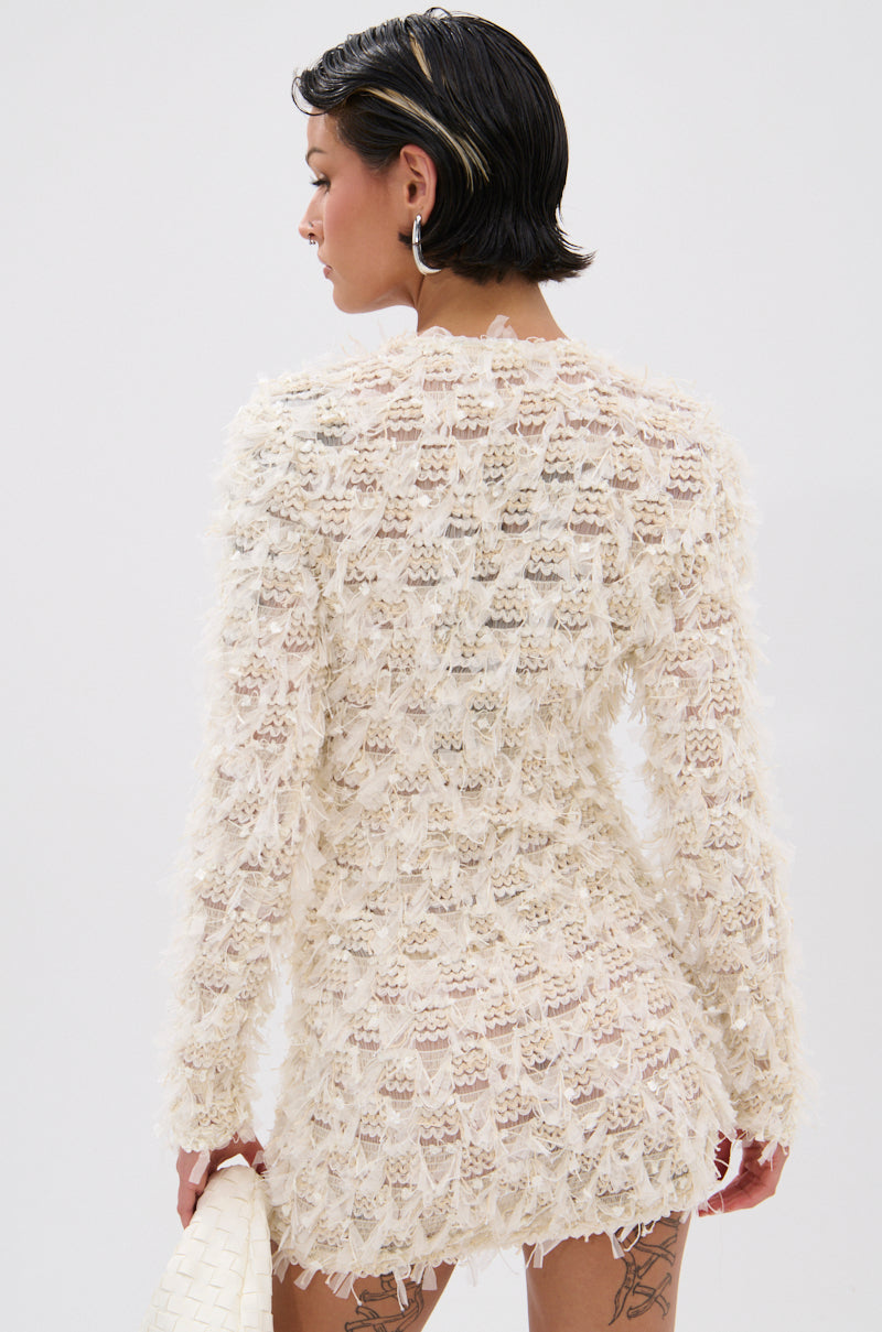 ELINA SHAGGY MESH MINI DRESS
