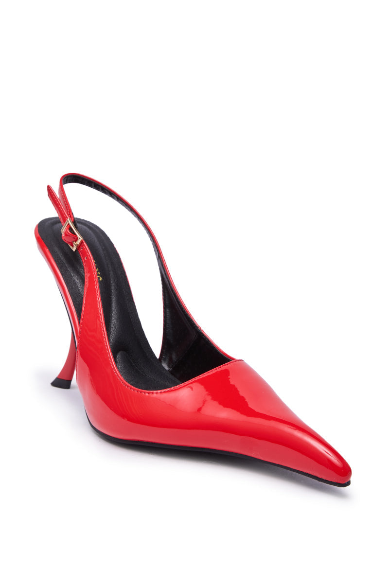AZALEA WANG EMANUELA RED SHARP TOE SLING BACK PUMP