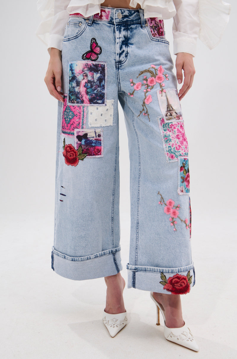 PICTURE PERFECT PATCHWORK DENIM JEANS