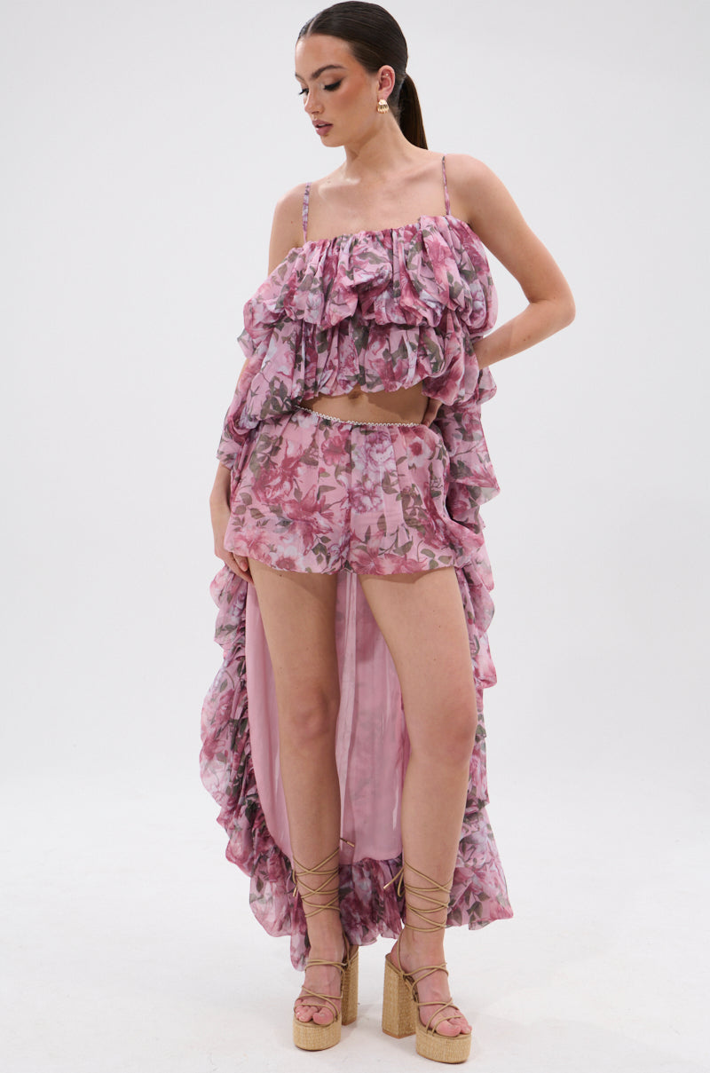 REVERENT FLORAL HIGH LOW BLOUSE TOP