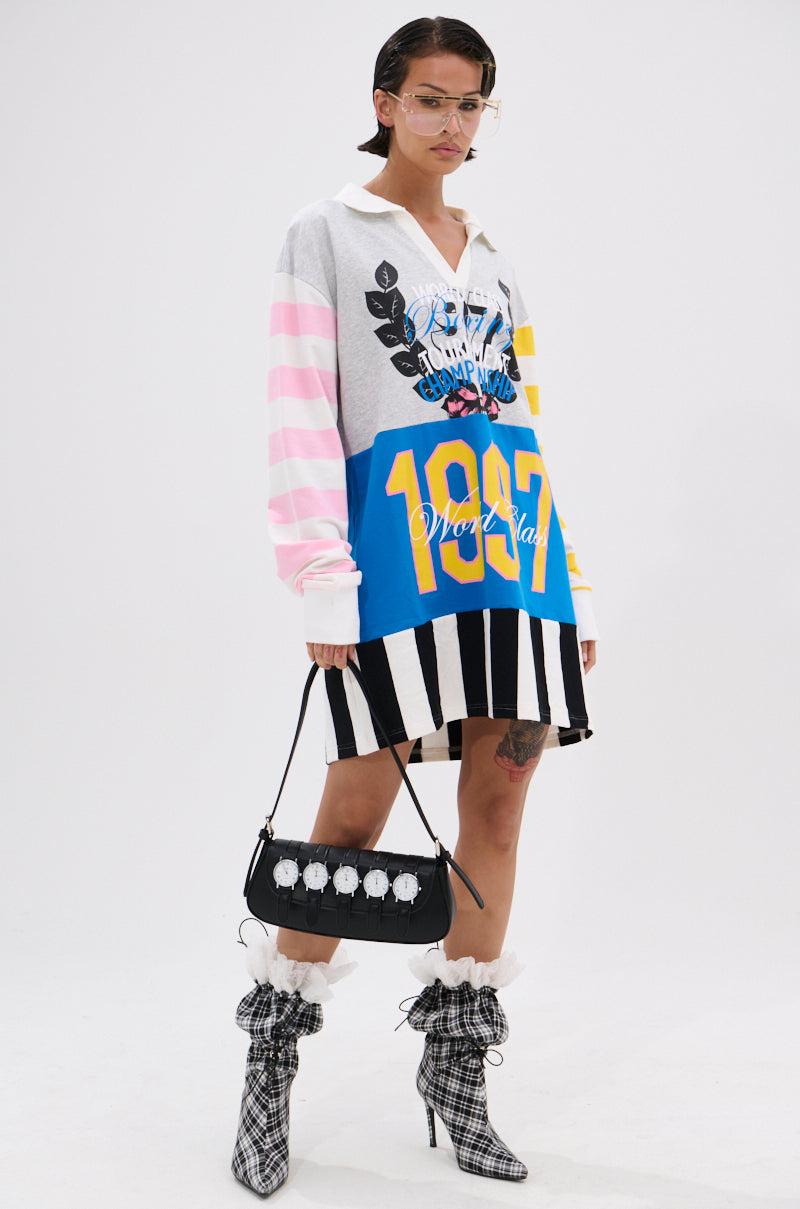 HERE FOR THE DRINKS PRINTED TSHIRT DRESS