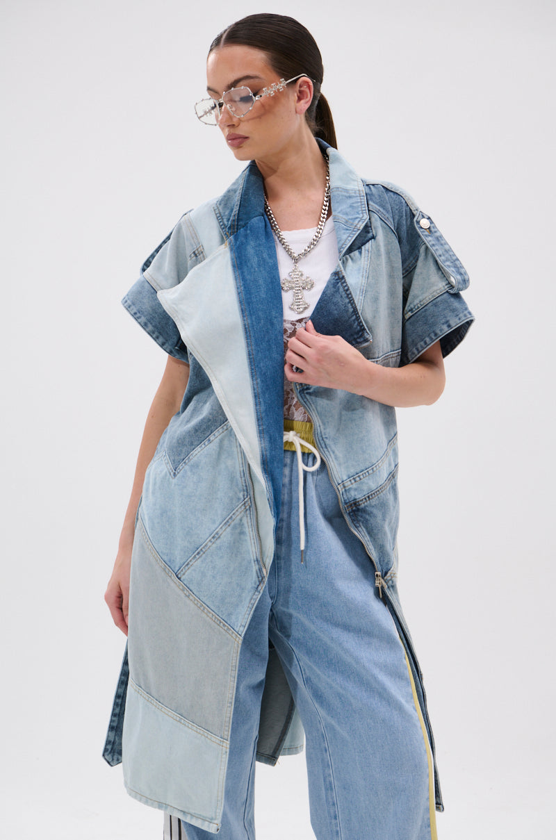 ESTELLE PATCHWORK DENIM VEST