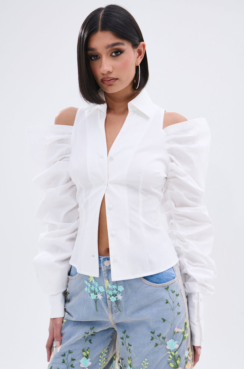 CRAZY IN LOVE BUTTON DOWN BLOUSE
