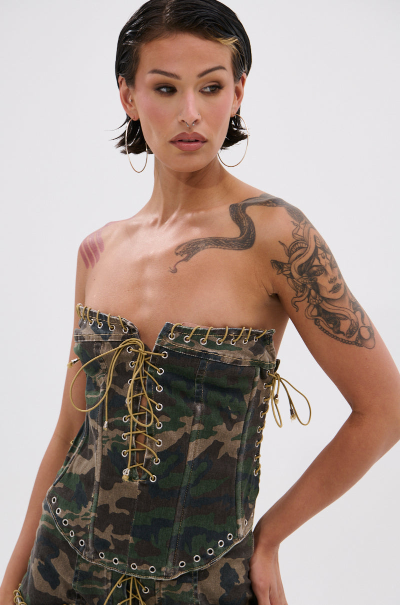 DOWN AND DIRTY CAMO CORSET